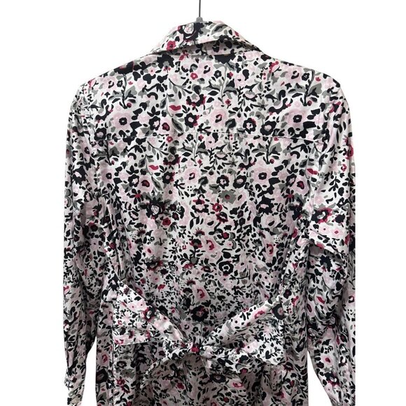 Untuckit Womens Floral Button-Down Dress With Waist Tie Pink/Black/White Size 12 - Picture 5 of 5